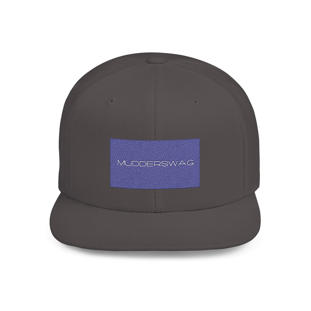 MudderSwag Ice Cold dark-grey snapback hat front view with embroidered brand panel