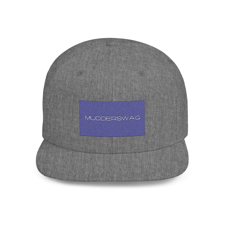 MudderSwag Ice Cold dark-heather snapback hat front view with embroidered brand panel