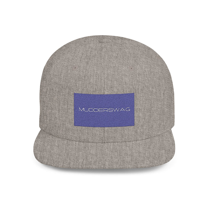 MudderSwag Ice Cold heather-grey snapback hat front view with embroidered brand panel
