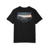 MudderSwag know.self black tee back view with open-road landscape graphic