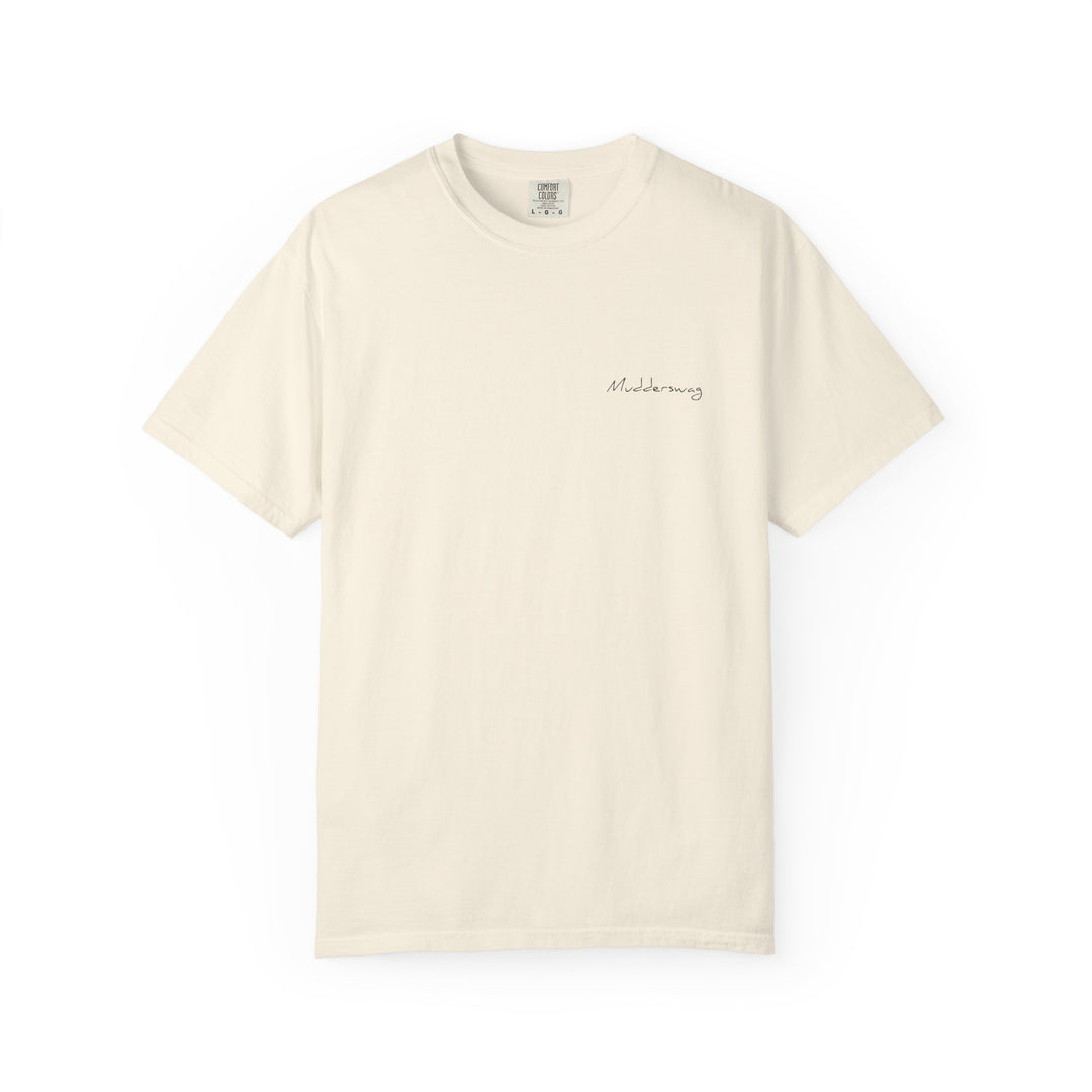 MudderSwag know.self ivory tee front view, blank front