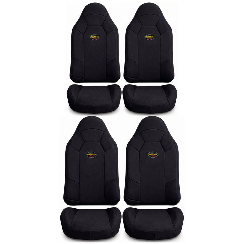 Polaris General Crew 8-piece padded neoprene seat cover set with four bucket-style backrest covers and four bucket-style bottom cushion covers on white background