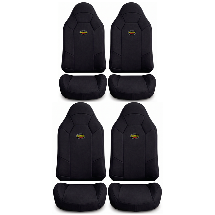 Polaris General Crew 8-piece padded neoprene seat cover set with four bucket-style backrest covers and four bucket-style bottom cushion covers on white background